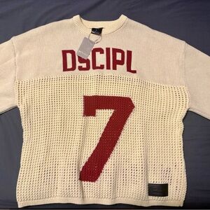 Reyna Cream and Red Men's Crewneck Sweater